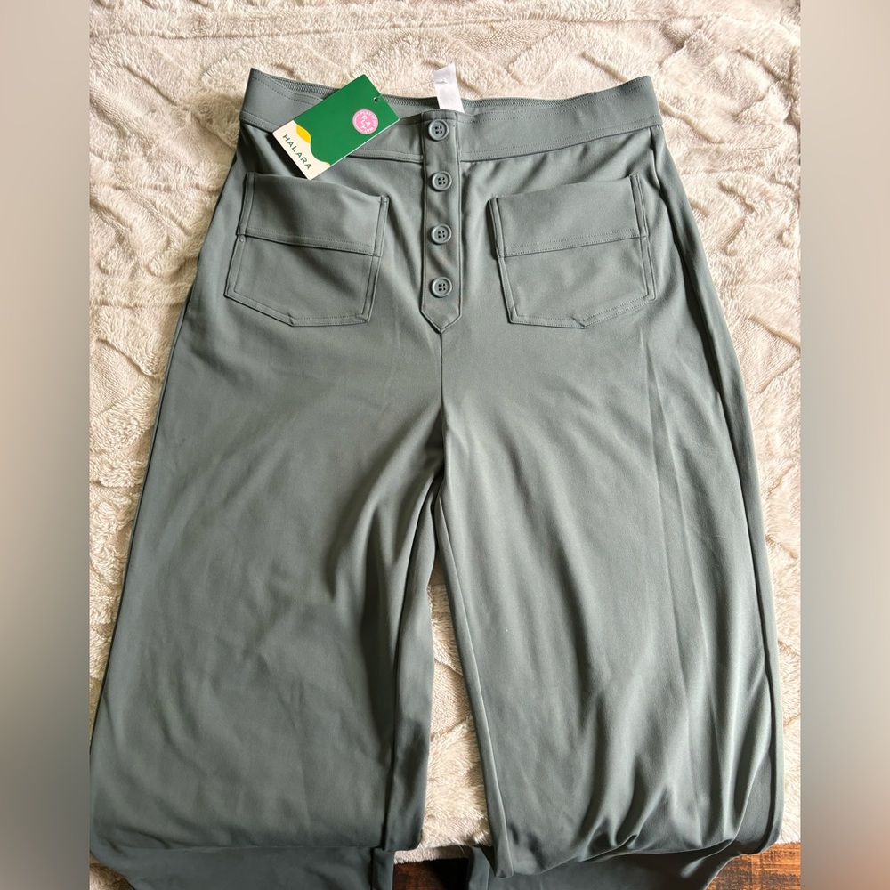 Halara High Waisted Button Multiple Pockets Straight Leg Casual Pants